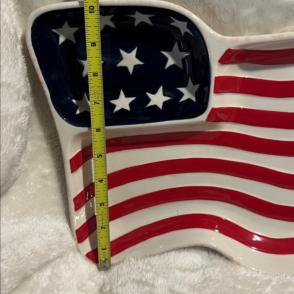 NWT 🇺🇸 PIER 1 EARTHENWARE AMERICAN FLAG CHIP & DIP/SALSA SERVING DISH/PLATTER - Picture 4 of 6